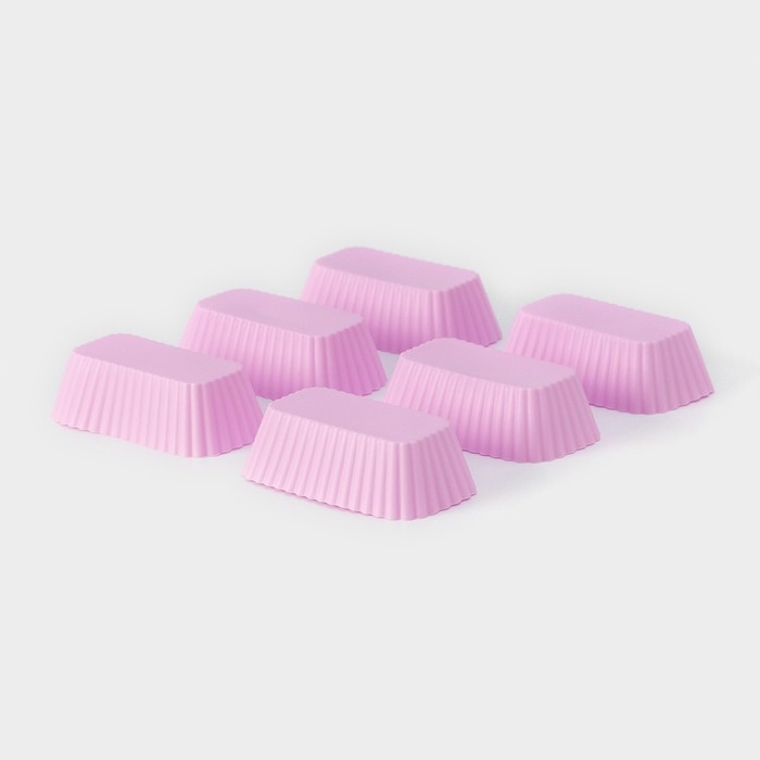 Набор форм для выпечки Доляна «Риб. Прямоугольник», силикон, 8×4,5×2,5 см, 6 шт, цвет сиреневый Набор форм для выпечки Доляна «Риб. Прямоугольник», силикон, 8×4,5×2,5 см, 6 шт, цвет сиреневый