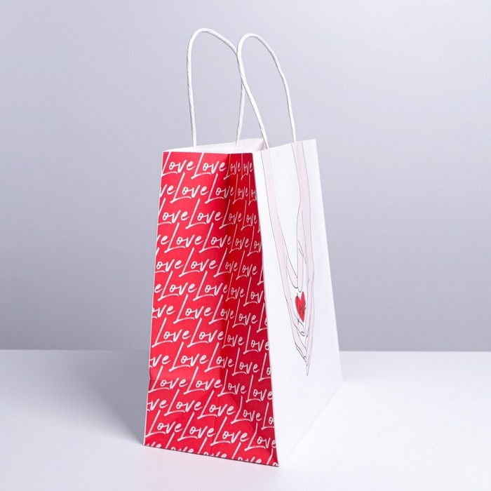 Пакет подарочный крафтовый, упаковка, «Сердце», 22 х 25 х 12 см Пакет подарочный крафтовый, упаковка, «Сердце», 22 х 25 х 12 см