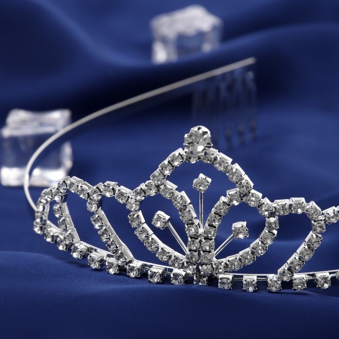 Диадема для волос Диадема для волос "Вирджиния" узоры, 4 см, серебро