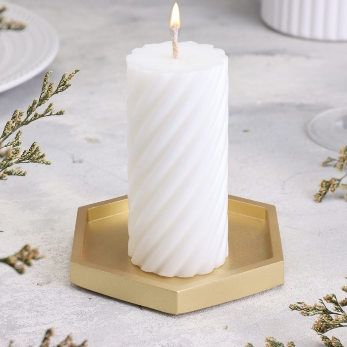 Подсвечник Подсвечник "Шестигранник. Мрамор" из гипса,9,7х11,3х1см,золото