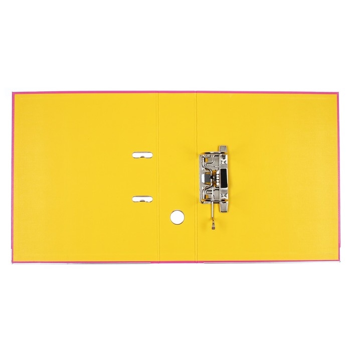 Папка-регистратор А4, 75 мм, Lamark, ПВХ, двухстороннее покрытие, металлическая окантовка, карман на корешок, собранная, розовый/желтый Папка-регистратор А4, 75 мм, Lamark, ПВХ, двухстороннее покрытие, металлическая окантовка, карман на корешок, собранная, розовый/желтый