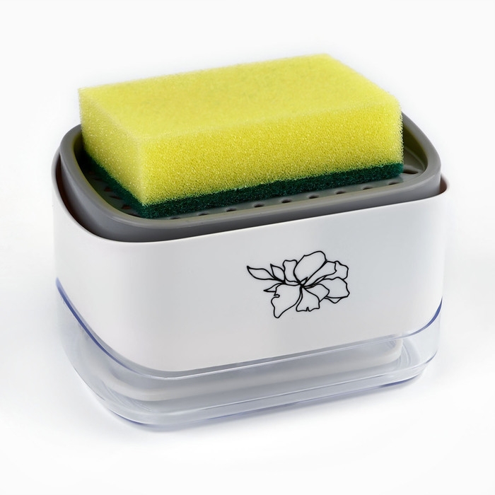 Дозатор для моющего средства кухонный «Цветок», с подставкой для губки, 14 х 10 см. Дозатор для моющего средства кухонный «Цветок», с подставкой для губки, 14 х 10 см.