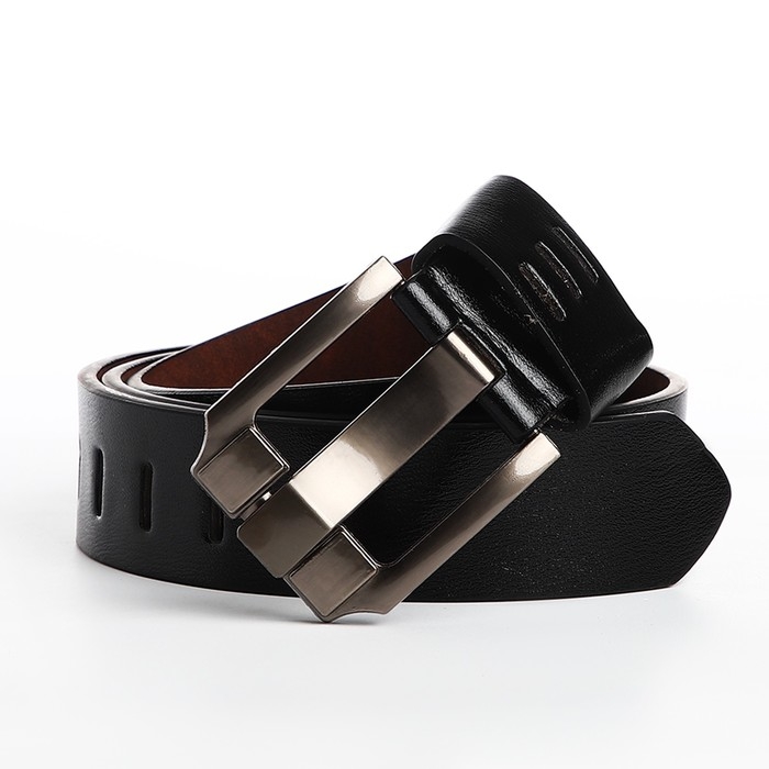 Ремень мужской, ширина 3.5 см, люверсы, винт, пряжка металл, цвет чёрный Ремень мужской, ширина 3.5 см, люверсы, винт, пряжка металл, цвет чёрный