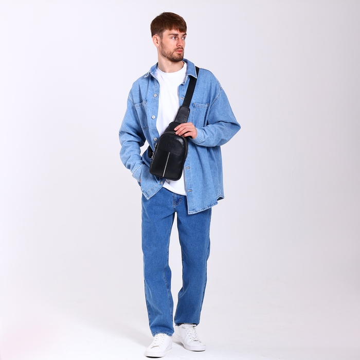 Сумка-слинг на молнии, Fidelio Largo, натуральная кожа, цвет чёрный