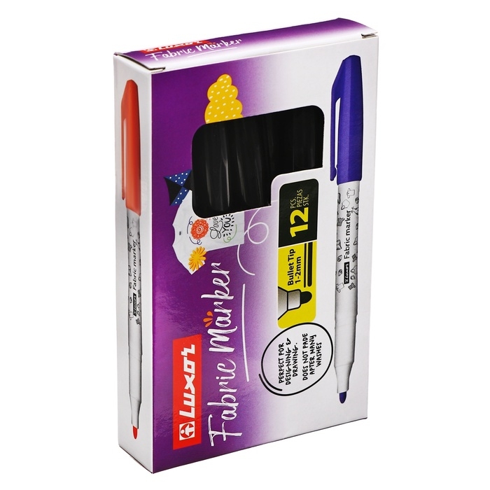 Маркер для ткани 1-2 мм Luxor Маркер для ткани 1-2 мм Luxor "Fabric", пулевидный, черный