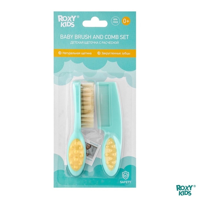 Детская щеточка с расческой, цвет мятный Детская щеточка с расческой, цвет мятный