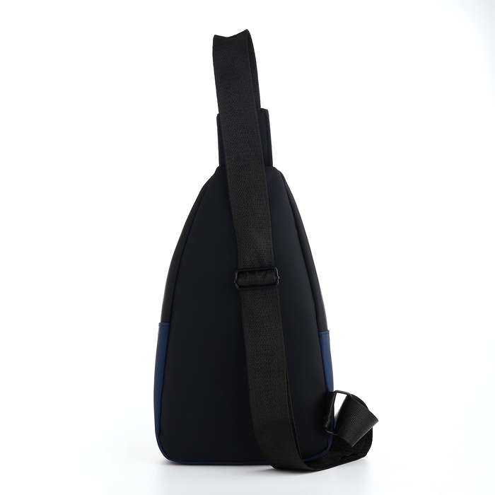Сумка-слинг из текстиля, 3 наружных кармана, цвет синий Сумка-слинг из текстиля, 3 наружных кармана, цвет синий