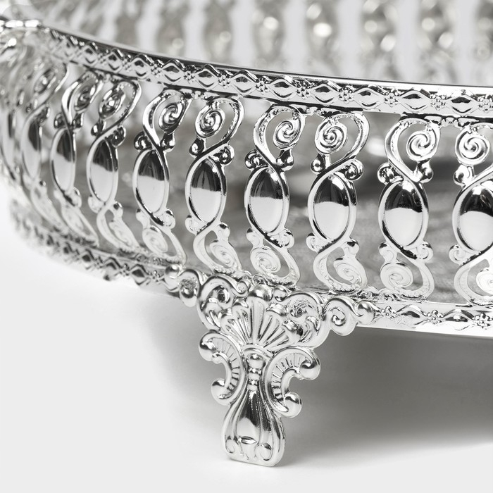Поднос сервировочный «Солон», 34×24,5×9 см, с ручками, цвет серебряный Поднос сервировочный «Солон», 34×24,5×9 см, с ручками, цвет серебряный