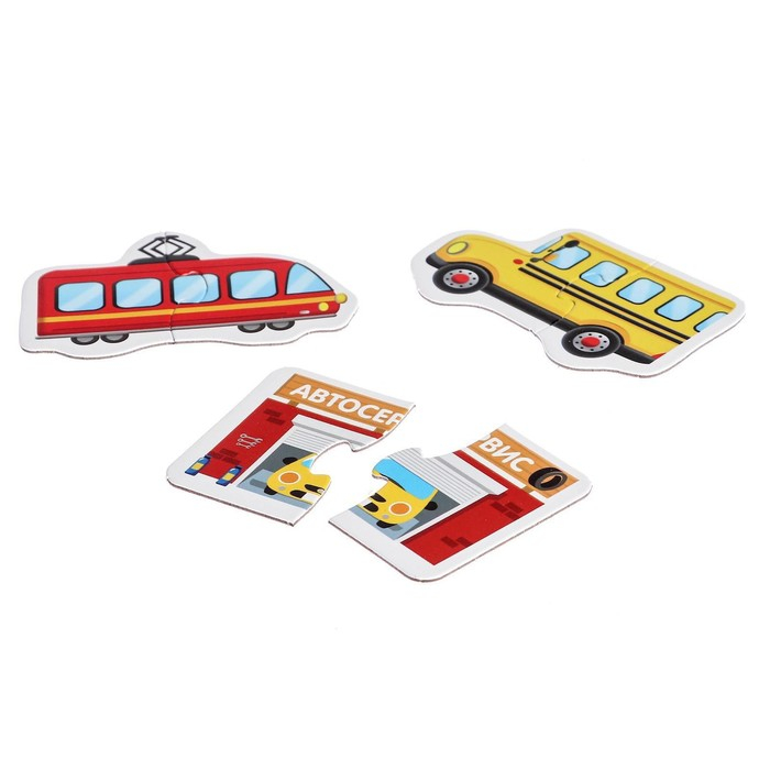 Макси-пазлы в металлической коробке «Весёлый транспорт», 40 деталей Макси-пазлы в металлической коробке «Весёлый транспорт», 40 деталей