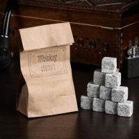 Камни для виски "Whiskey stones", в крафт пакете, натуральный стеатит, 10 шт