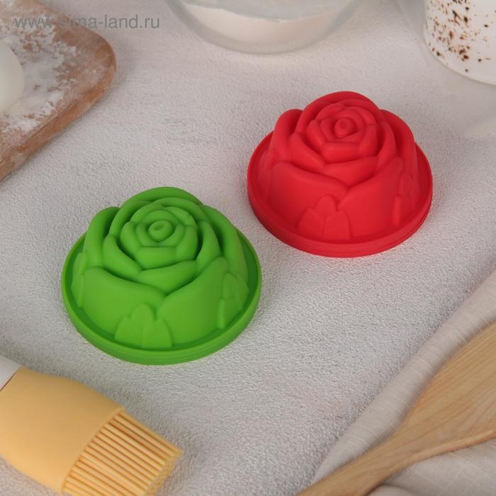 Набор форм для выпечки Доляна &laquo;Роза&raquo;, силикон, 8&times;3,5 см, 6 шт, цвет МИКС