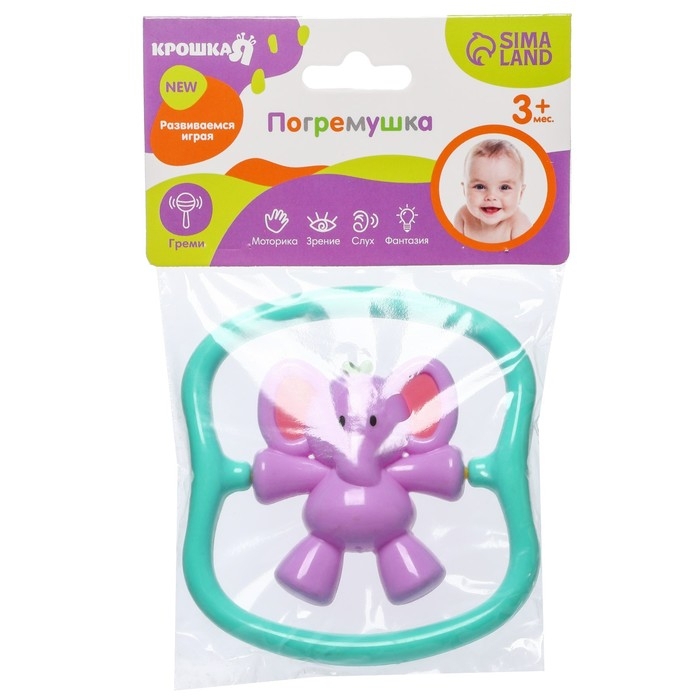 Погремушка «Слоник», размер 14 см, цвет МИКС Погремушка «Слоник», размер 14 см, цвет МИКС