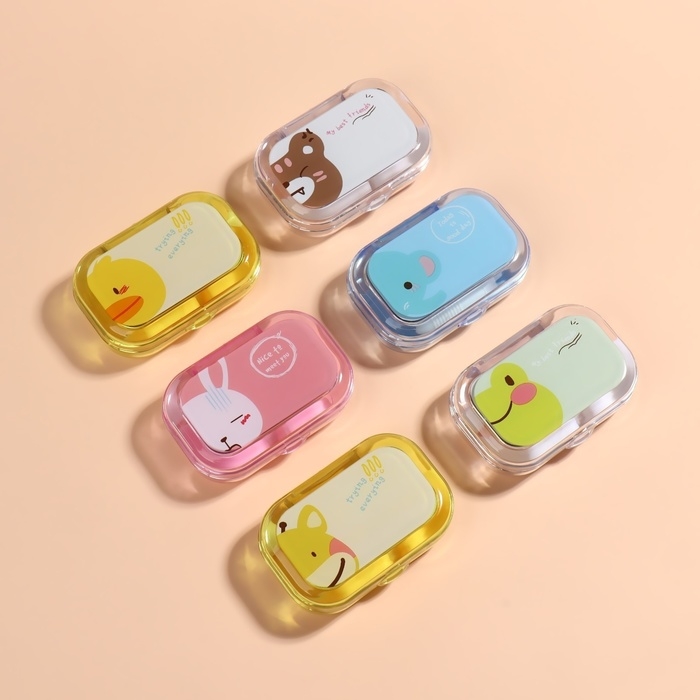 Набор для контактных линз, в футляре с зеркалом, 4 предмета, цвет МИКС Набор для контактных линз, в футляре с зеркалом, 4 предмета, цвет МИКС