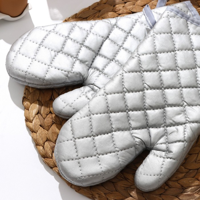 Набор прихваток «Профи», 2 шт, 30×16×2 см, цвет серый Набор прихваток «Профи», 2 шт, 30×16×2 см, цвет серый