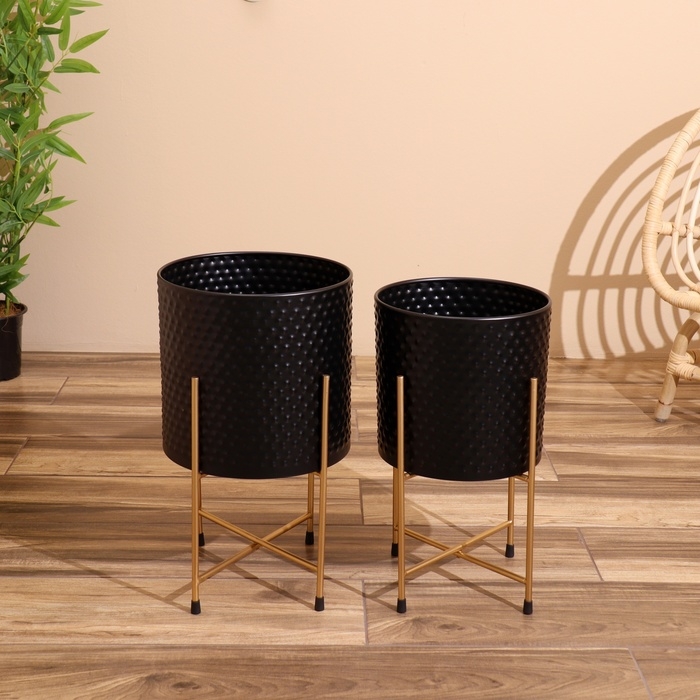 Кашпо на подставке  Кашпо на подставке "Космик" металл (набор 2 шт), диаметр 30 и 25 см