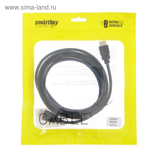 Кабель видео Smartbuy K-331, HDMI(m)-HDMI(m), ver 1.4, 3 м, черный Кабель видео Smartbuy K-331, HDMI(m)-HDMI(m), ver 1.4, 3 м, черный
