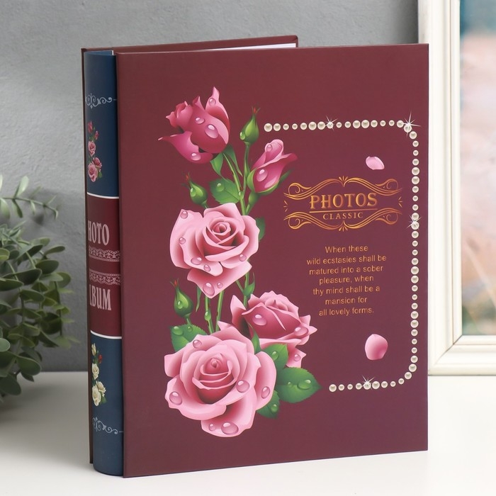 Фотоальбом на 200 фото 13х18 см Фотоальбом на 200 фото 13х18 см "Веточка с розами" в коробке МИКС 29,5х23х5,5 см