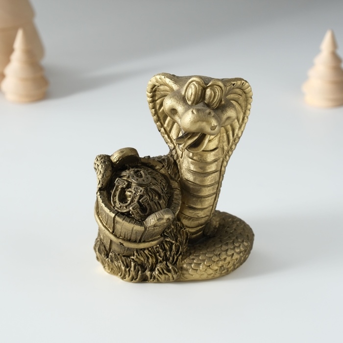 Копилка полистоун Копилка полистоун "Змейка с кадкой" бронза 7х6х10 см