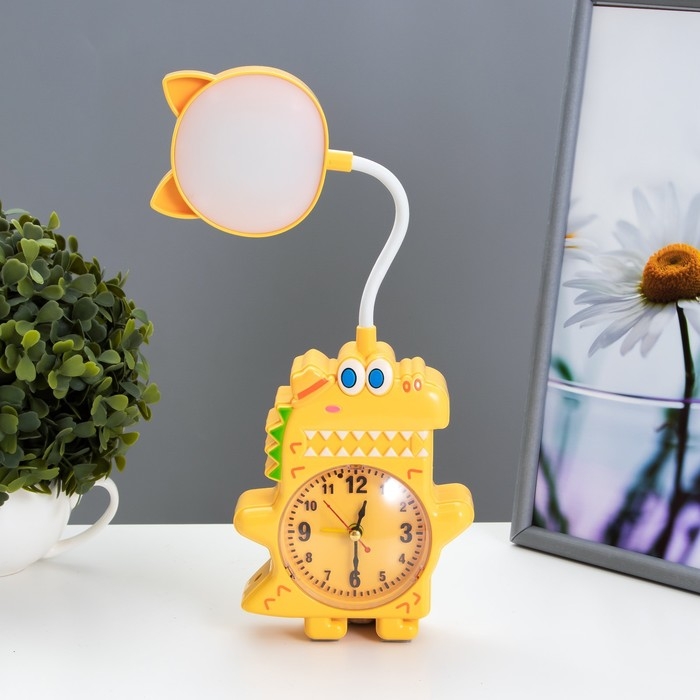 Настольная лампа  Настольная лампа "Динозаврик" LED 3Вт от батареек АА/USB желтый 4х12х35 см RISALUX