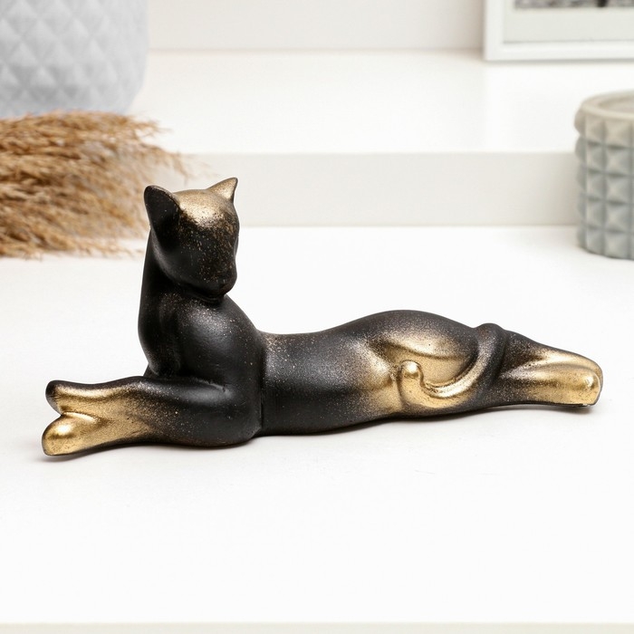 Фигура  Фигура "Кот лежит" черный, 8х20см