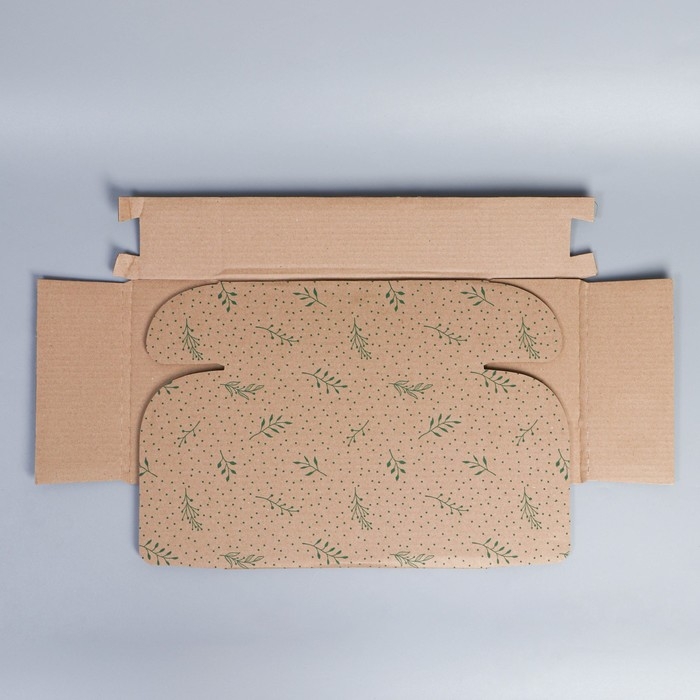 Коробка подарочная сборная, упаковка, «Веточки», бурый, 27 х 21 х 9 см