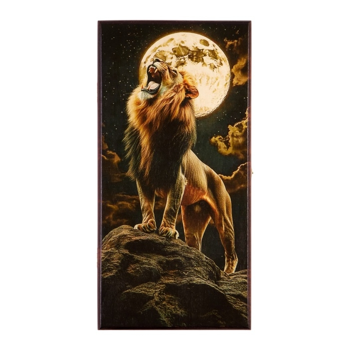 Нарды деревянные с шашками, настольная игра Нарды деревянные с шашками, настольная игра "Лев и луна", 40 х 40 см