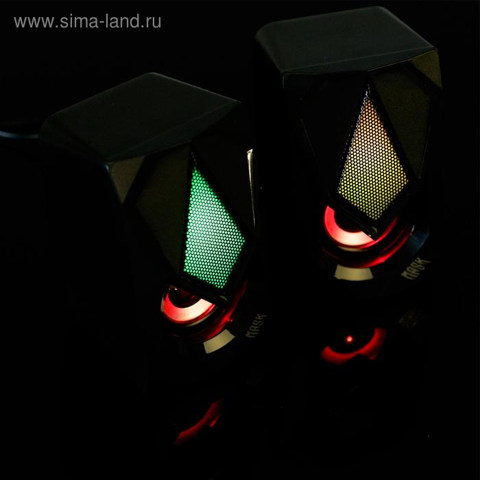 Компьютерные колонки 2.0 Qumo Mask AS004, 2х5 Вт, USB, RGB подсветка, чёрные Компьютерные колонки 2.0 Qumo Mask AS004, 2х5 Вт, USB, RGB подсветка, чёрные