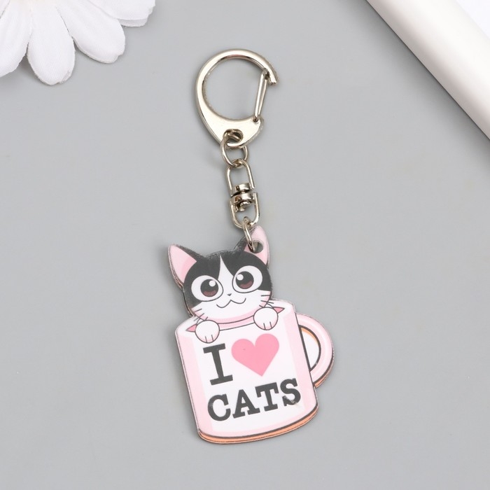 Брелок акрил Брелок акрил "Котик в кружке" 4,5х3,2 см