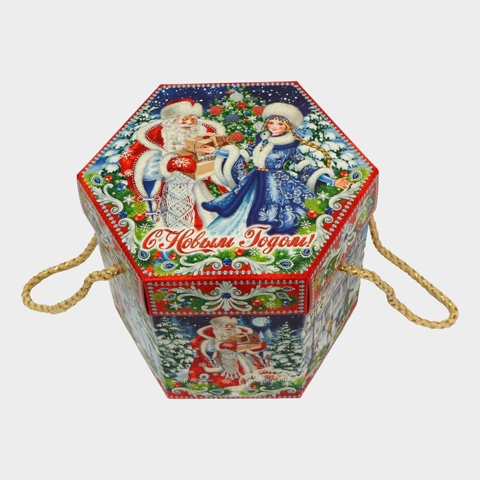 Новый год. Подарочная коробка Новый год. Подарочная коробка "На Катке" 18 x 18 x 14 см.