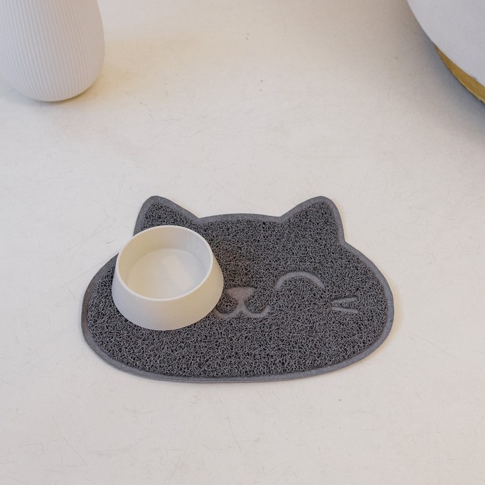 Коврик универсальный под миску и лоток «Мордочка», 30х40 см, серый Коврик универсальный под миску и лоток «Мордочка», 30х40 см, серый