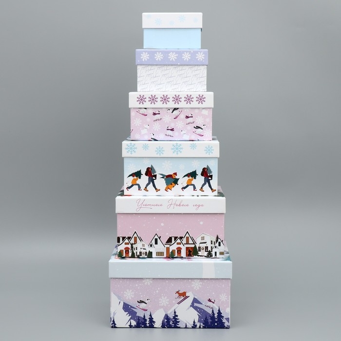 Набор подарочных коробк 6 в 1 «С Новым годом», 10 х 10 х 6 – 20 х 20 х 11 см, Новый год Набор подарочных коробк 6 в 1 «С Новым годом», 10 х 10 х 6 – 20 х 20 х 11 см, Новый год