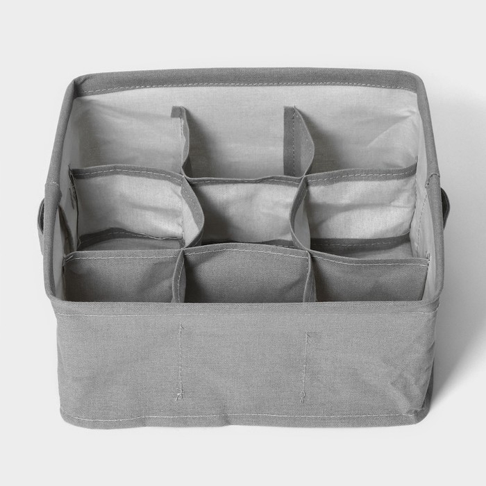 Органайзер для хранения белья LaDо́m, 9 ячеек, 28×28×11 см, цвет серый Органайзер для хранения белья LaDо́m, 9 ячеек, 28×28×11 см, цвет серый