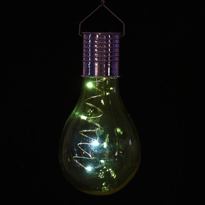 Садовый светильник на солнечной батарее «Лампочка жёлтая», 8 × 14 × 8 см, 5 LED, свечение белое Садовый светильник на солнечной батарее «Лампочка жёлтая», 8 × 14 × 8 см, 5 LED, свечение белое