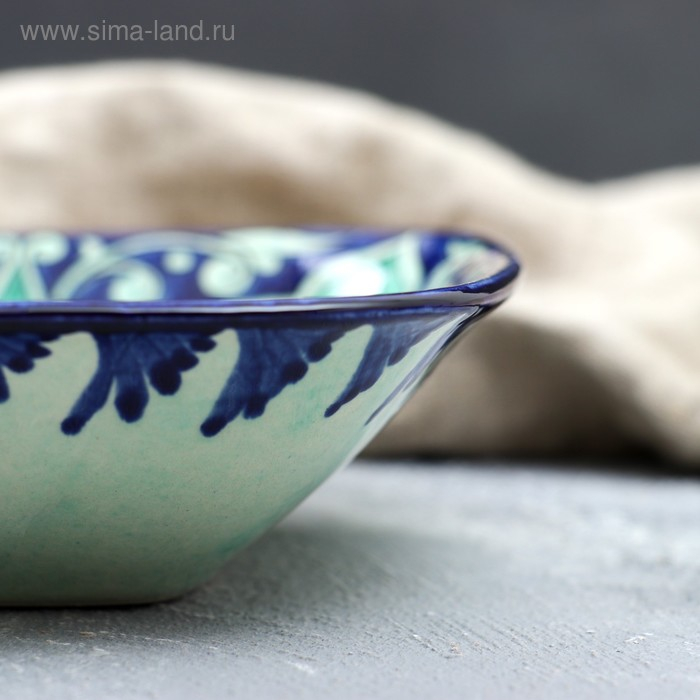 Салатница Риштанская Керамика  Салатница Риштанская Керамика "Цветы", 19 см, синий