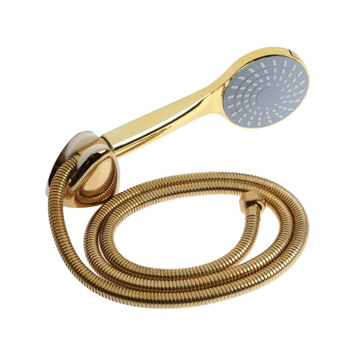 Смеситель для ванны ZEIN Z3891, однорычажный, лейка 5 режимов, шланг, держатель, белый/gold 993220 Смеситель для ванны ZEIN Z3891, однорычажный, лейка 5 режимов, шланг, держатель, белый/gold 993220