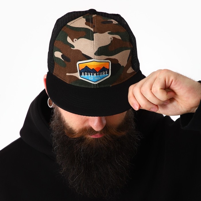 Кепка мужская с прямым козырьком Adventure, сетка, р-р 56