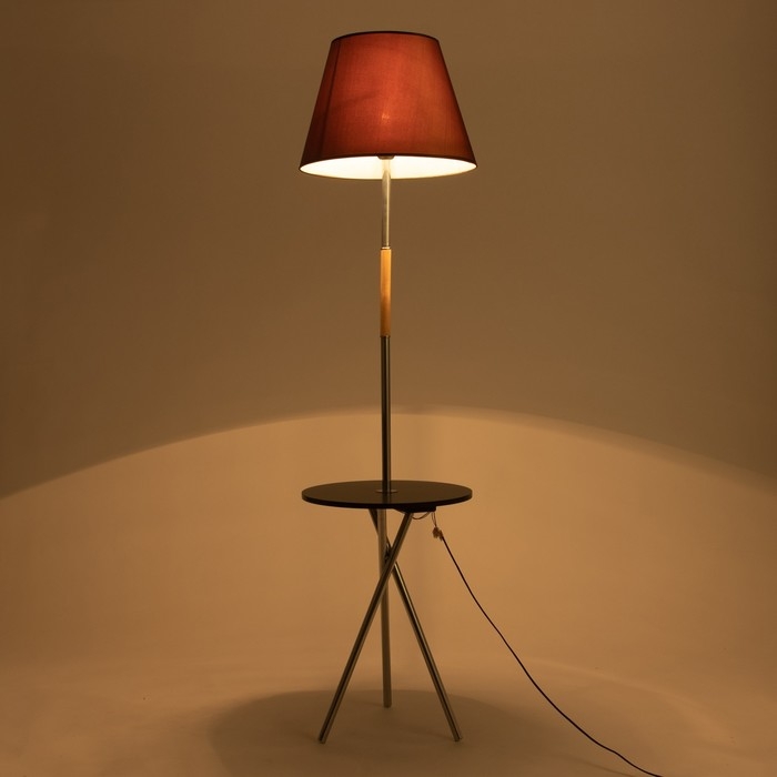 Торшер "Патрисиа" 1х15Вт Е27 со столиком хром/коричневый 40х40х157см