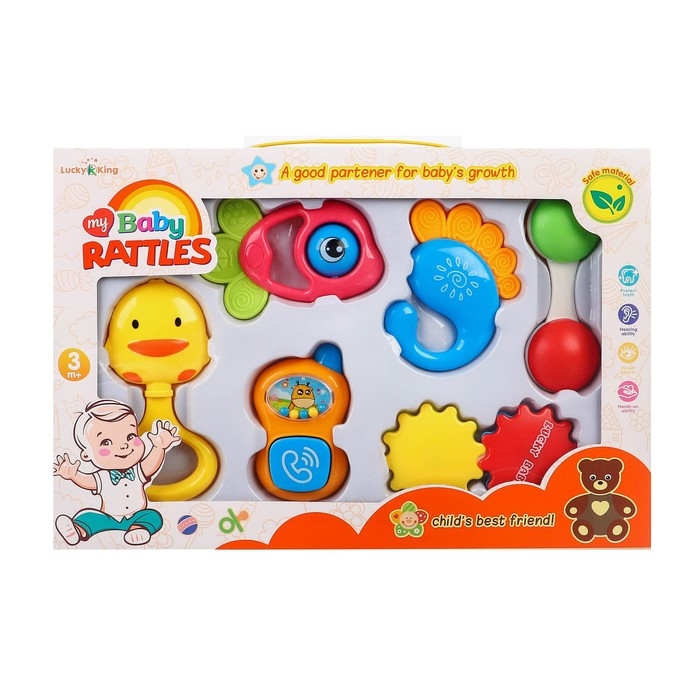 Набор погремушек «Счастливый малыш», 6 шт., подарочная коробка Набор погремушек «Счастливый малыш», 6 шт., подарочная коробка