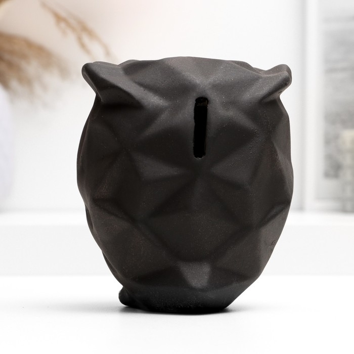 Копилка Копилка "Сова оригами" черная, 12х10х14см