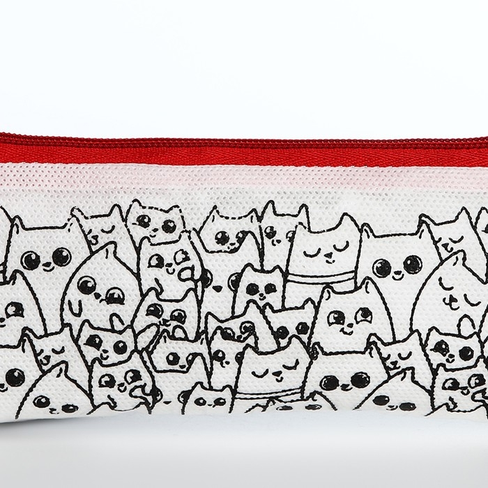 Пенал под раскраску  Пенал под раскраску "Котики", цвет красный