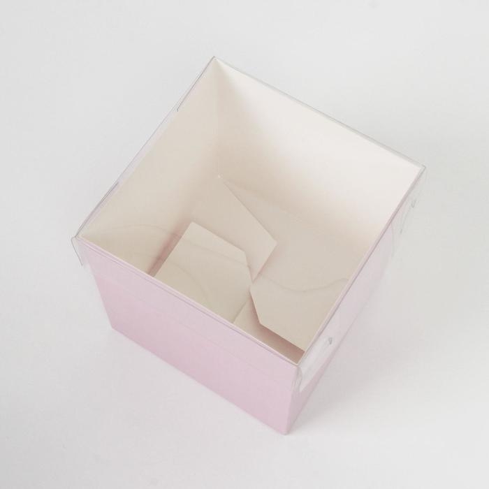 Коробка для цветов с PVC крышкой, розовая, упаковка подарочная, 12 х 12 х 12 см Коробка для цветов с PVC крышкой, розовая, упаковка подарочная, 12 х 12 х 12 см