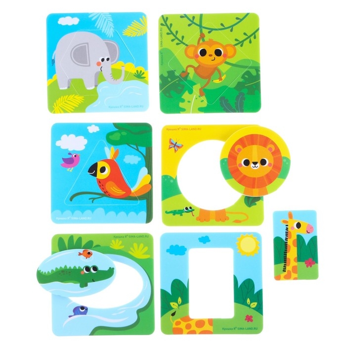 Мягкий пазл для малышей «Африка», по методике Сегена , 6 деталей, Крошка Я Мягкий пазл для малышей «Африка», по методике Сегена , 6 деталей, Крошка Я