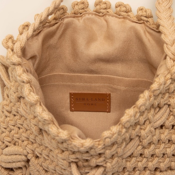 Сумка женская SL Home, ручное плетение, хлопок, длина ручек 55 см, 22×22 см Сумка женская SL Home, ручное плетение, хлопок, длина ручек 55 см, 22×22 см