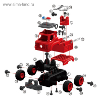 Конструктор винтовой «Пожарная машина», с электрическим шуруповёртом, радиоуправляемый, 31 деталь