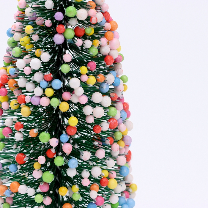 Новогодний декор «Ёлочка нарядная», украшенная пластиковыми шариками, на подставке, 7 × 7 × 15 см Новогодний декор «Ёлочка нарядная», украшенная пластиковыми шариками, на подставке, 7 × 7 × 15 см