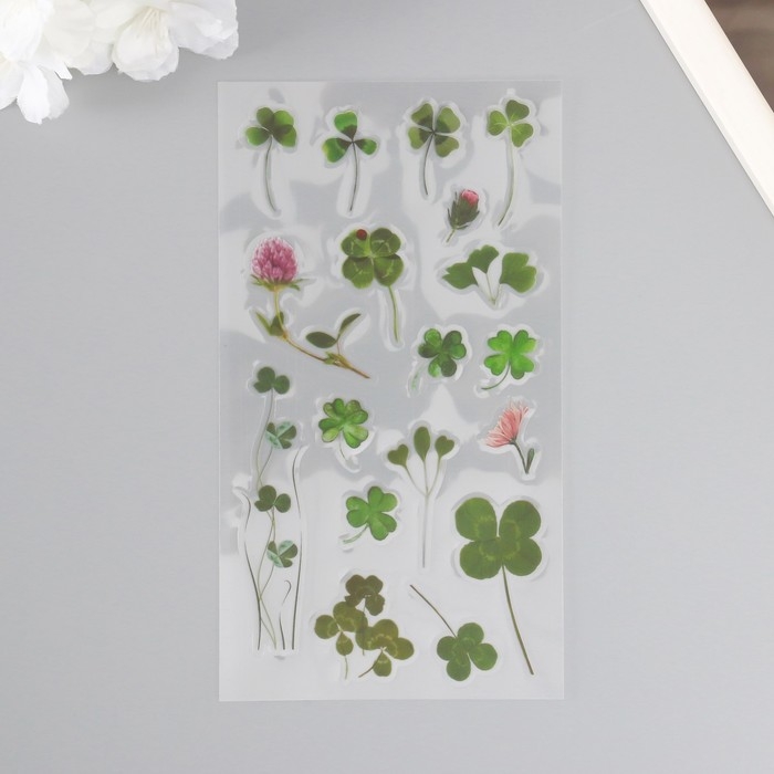 Наклейки пластик Наклейки пластик "Клевер" набор 6 листов 10х18 см