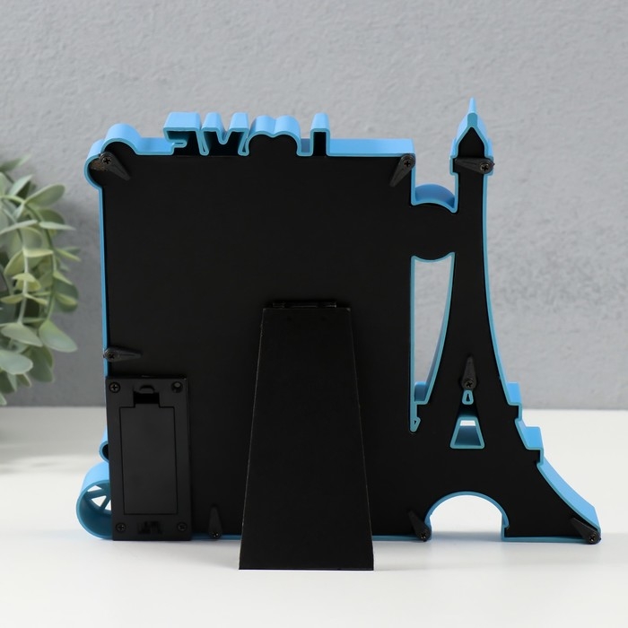 Фоторамка с подсветкой Фоторамка с подсветкой "Эйфелева башня" пластик, 10х15 см, цв. голубой