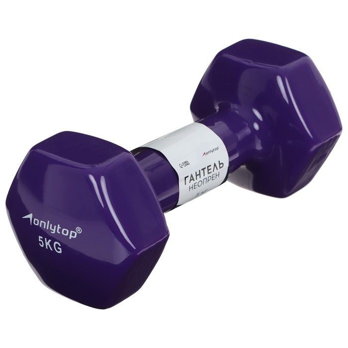 Гантель виниловая ONLYTOP, 5 кг, цвета МИКС Гантель виниловая ONLYTOP, 5 кг, цвета МИКС