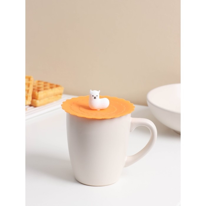 Крышка - непроливайка силиконовая Доляна «Лама», d=10 см, цвет оранжевый Крышка - непроливайка силиконовая Доляна «Лама», d=10 см, цвет оранжевый