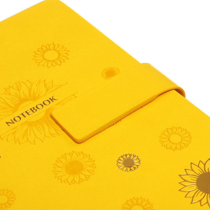 Ежедневник недатированный, А5, 140л, клетка, обл.кожзам, с хлястиком, Цветы, желтый Ежедневник недатированный, А5, 140л, клетка, обл.кожзам, с хлястиком, Цветы, желтый